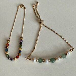 Elegant Gold Tone Multicolor Beaded Bracelet Set